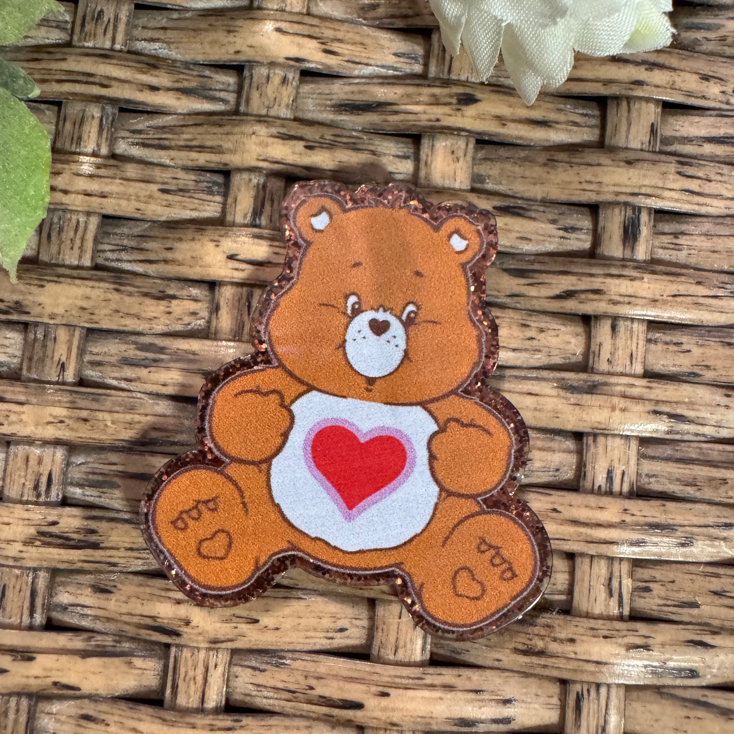 Orange Care Bear Acrylic Flatback,  Planar, Cabochon, Single Pc.