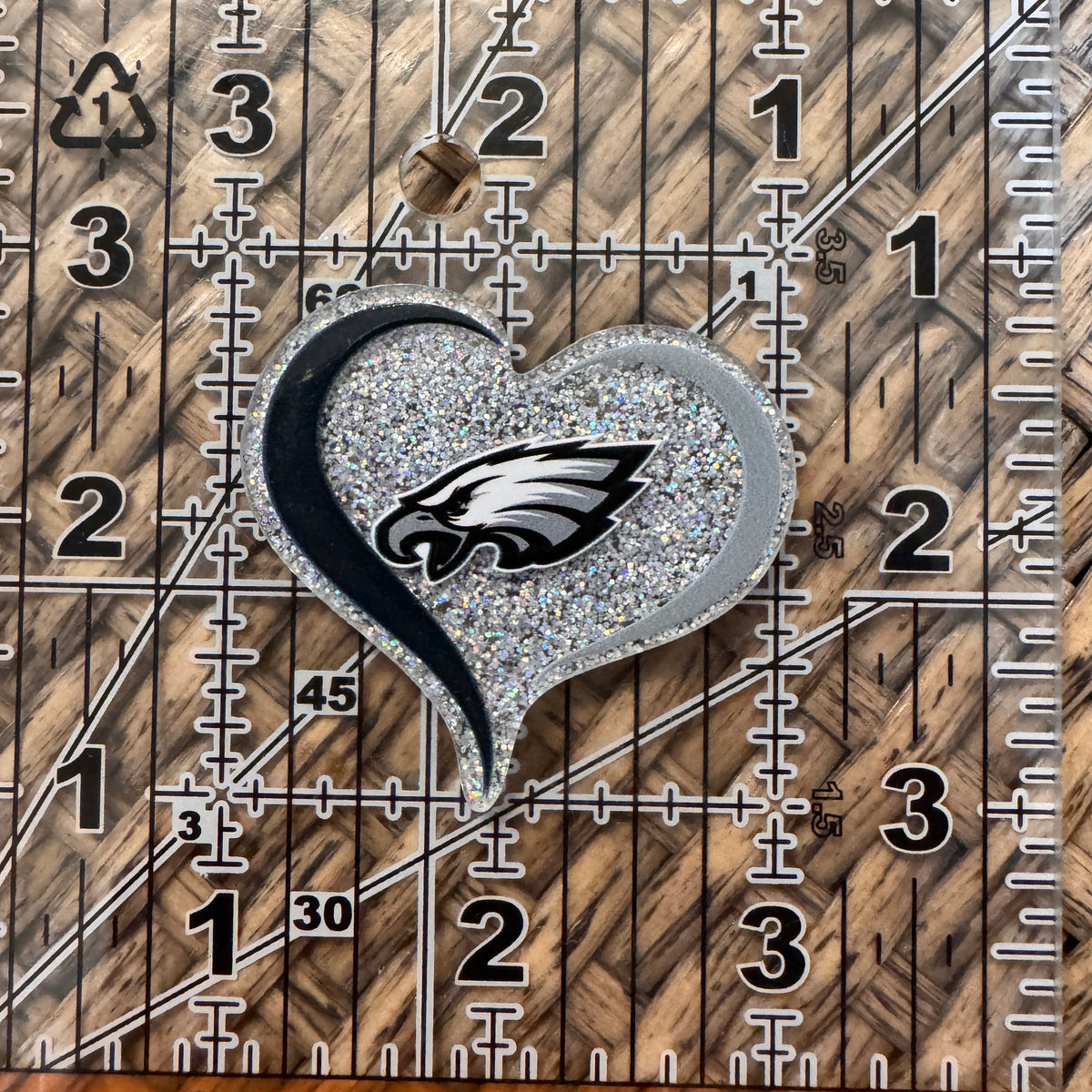 Acrylic Flatback Craft Embellishment - Football Team Heart