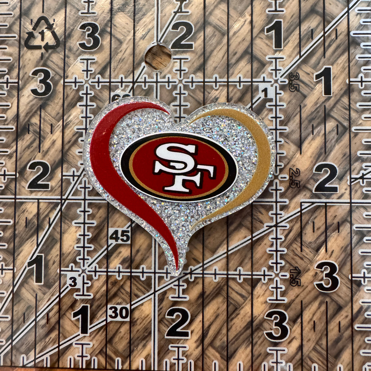 Acrylic Flatback Craft Embellishment - Football Team Heart