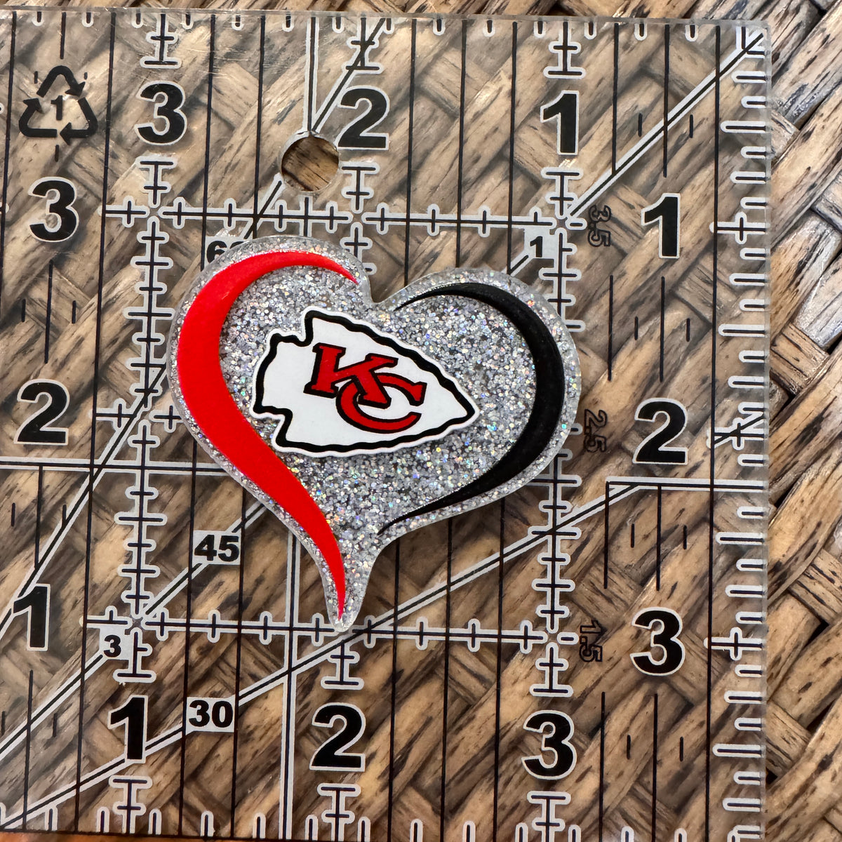 Acrylic Flatback Craft Embellishment - Football Team Heart