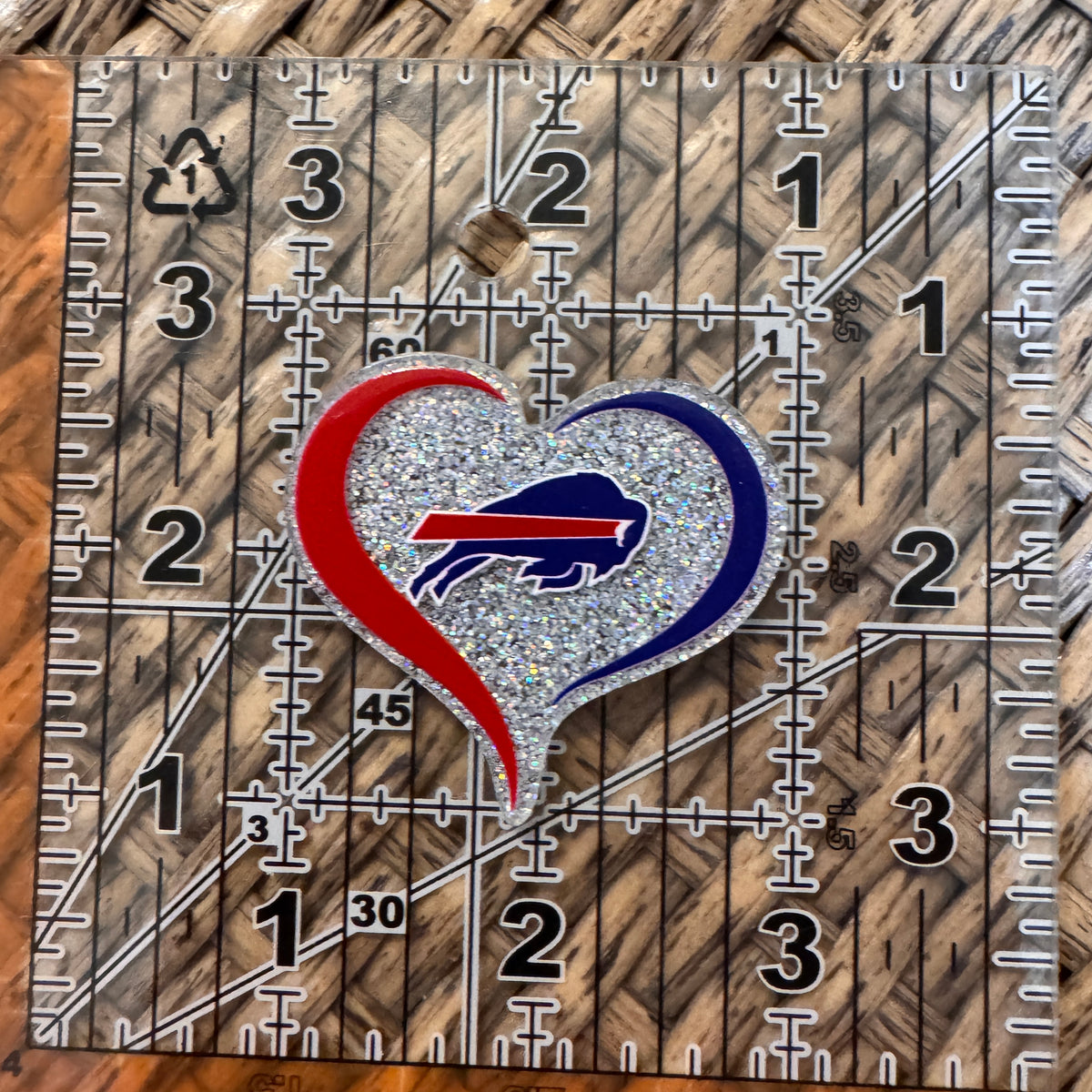 Acrylic Flatback Craft Embellishment - Football Team Heart