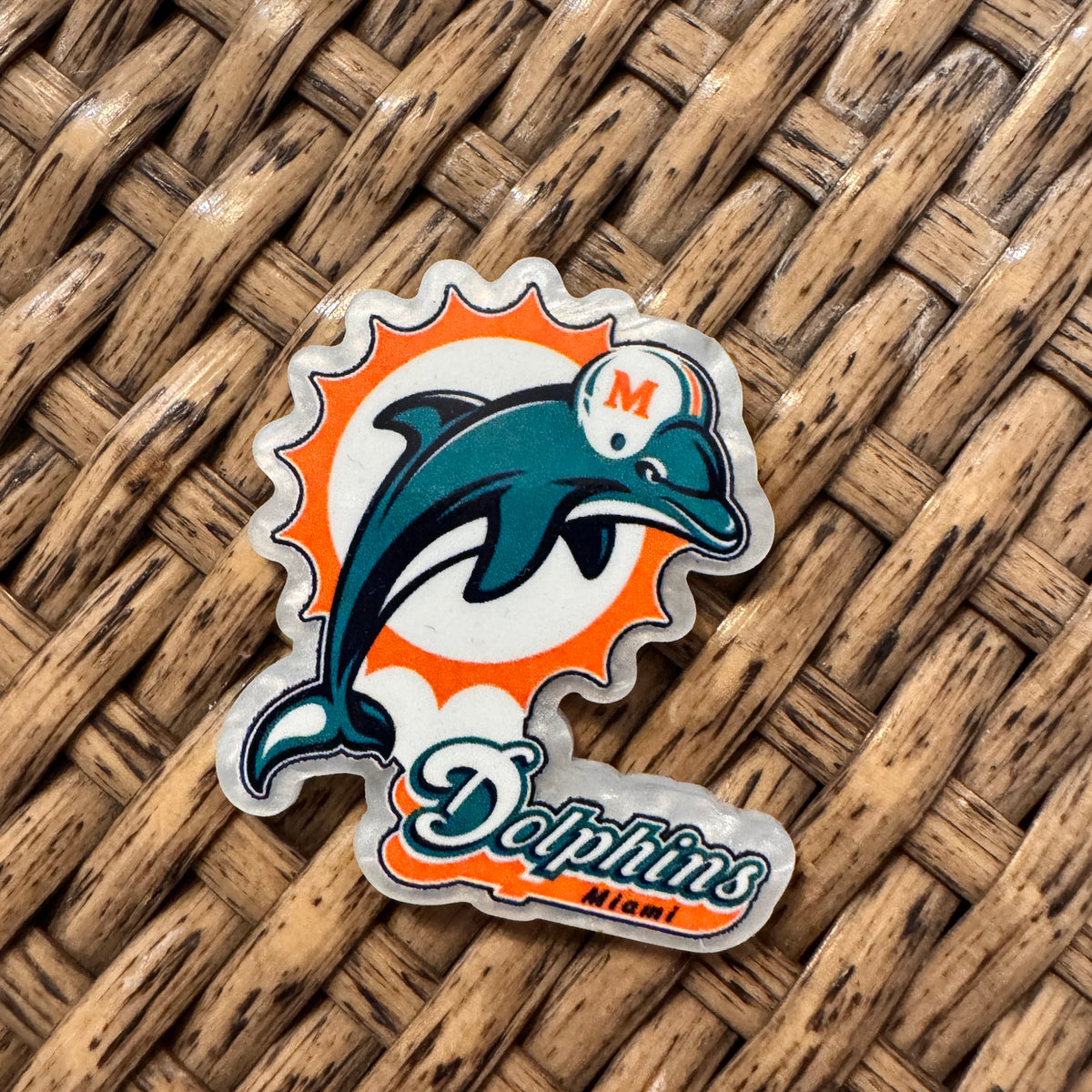 Acrylic Flatback Craft Embellishment - Football Dolphins