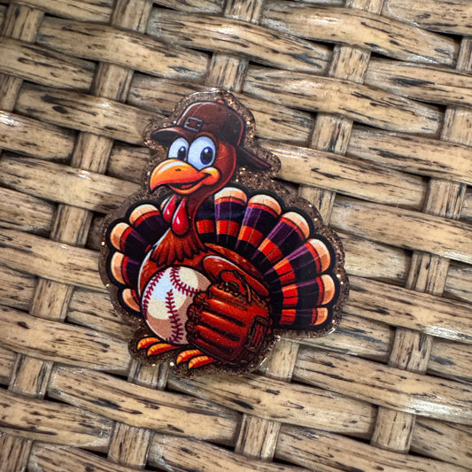Turkey Baseball Acrylic Flatback,  Planar, Cabochon, Single Pc.