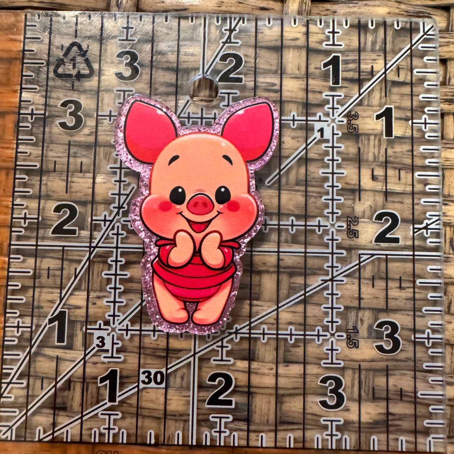 Pigglet Acrylic Flatback,  Planar, Cabochon, Single Pc.