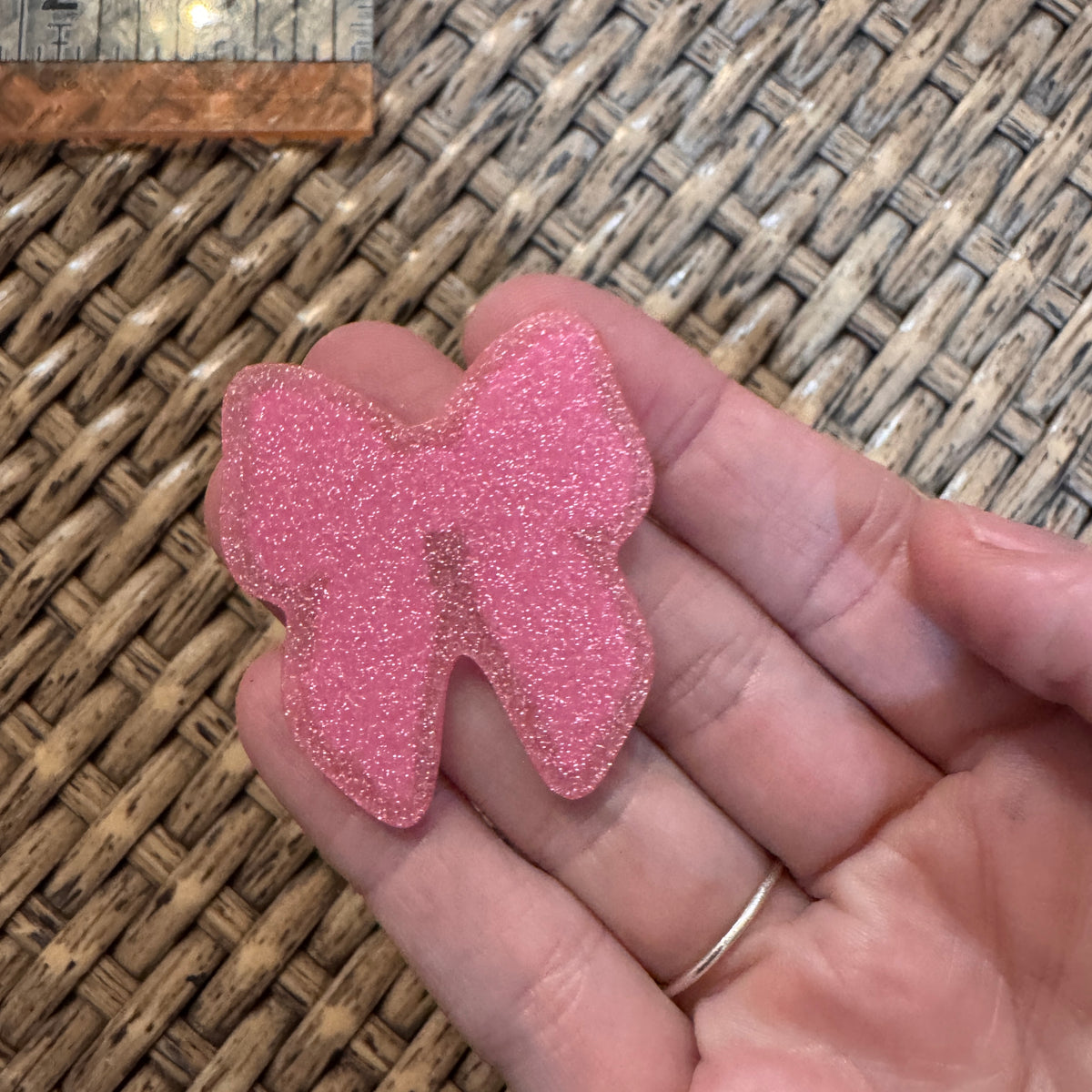 Acrylic Flatback Craft Embellishment - Baseball LA Dodger Pink Bow