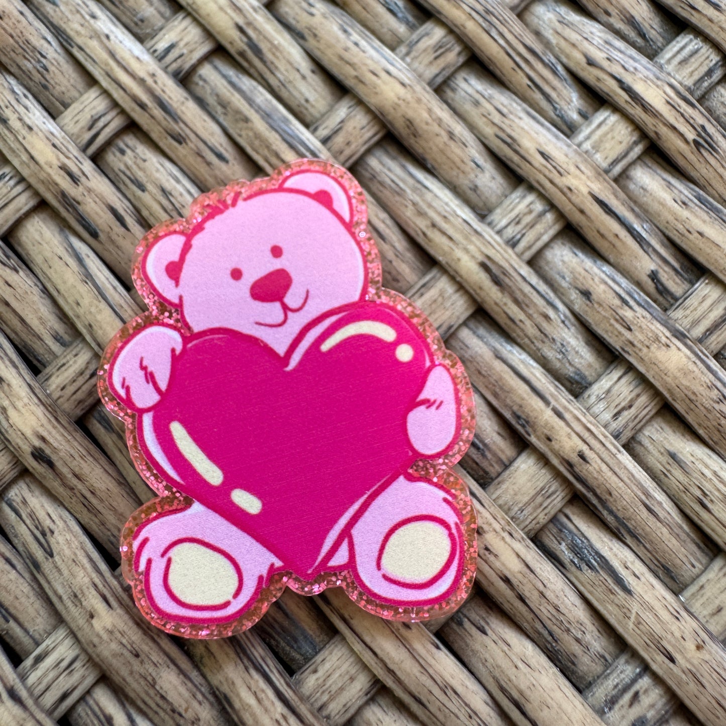 Pink Teddy Bear, Flatback,  Planar, Cabochon, Single Pc