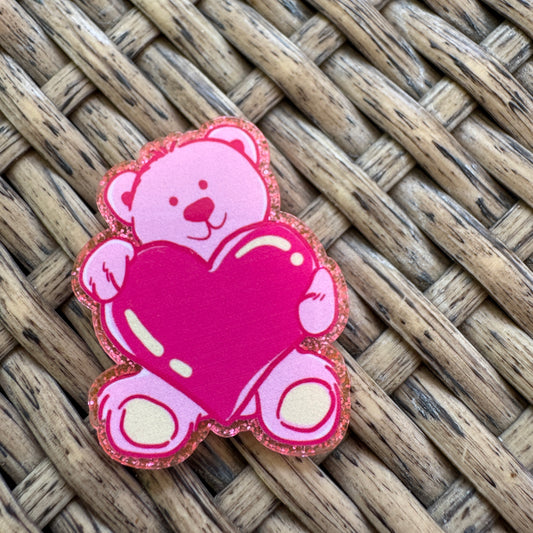 Pink Teddy Bear, Flatback,  Planar, Cabochon, Single Pc