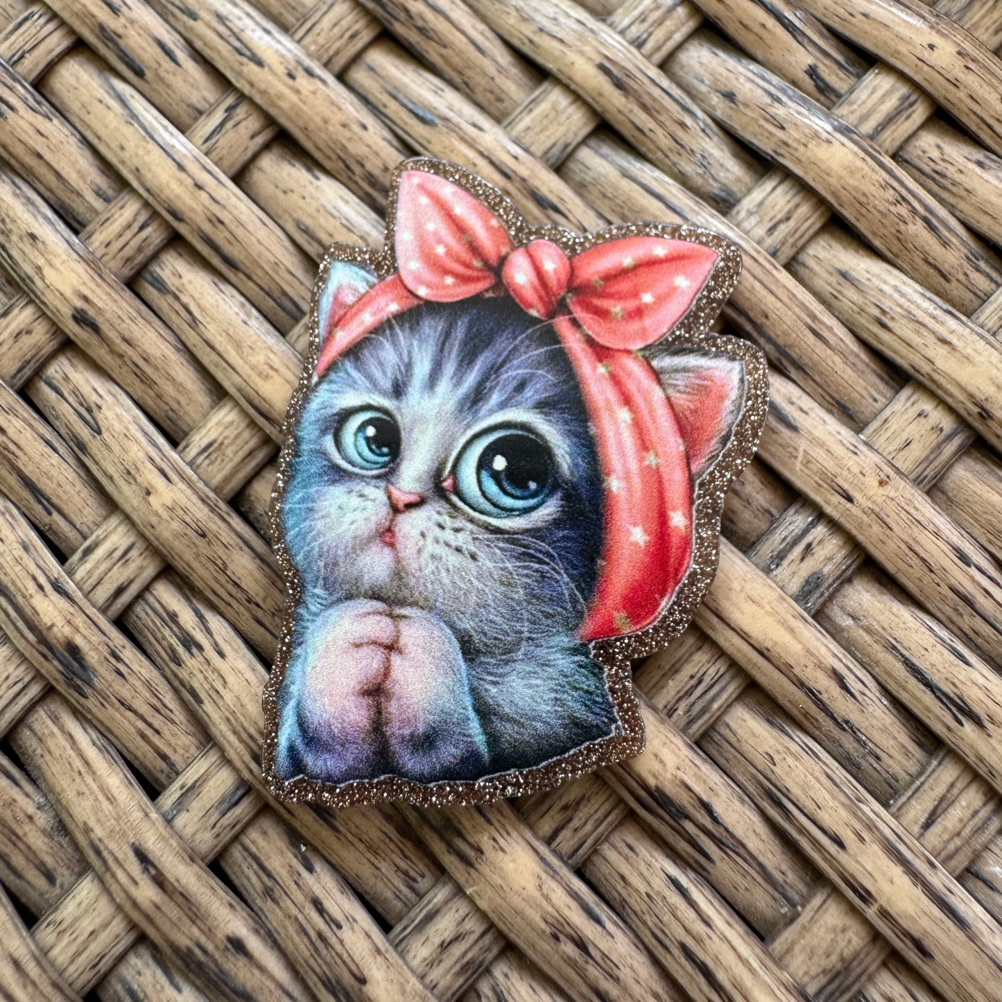 Cute Cat Flatback,  Planar, Cabochon, Single Pc