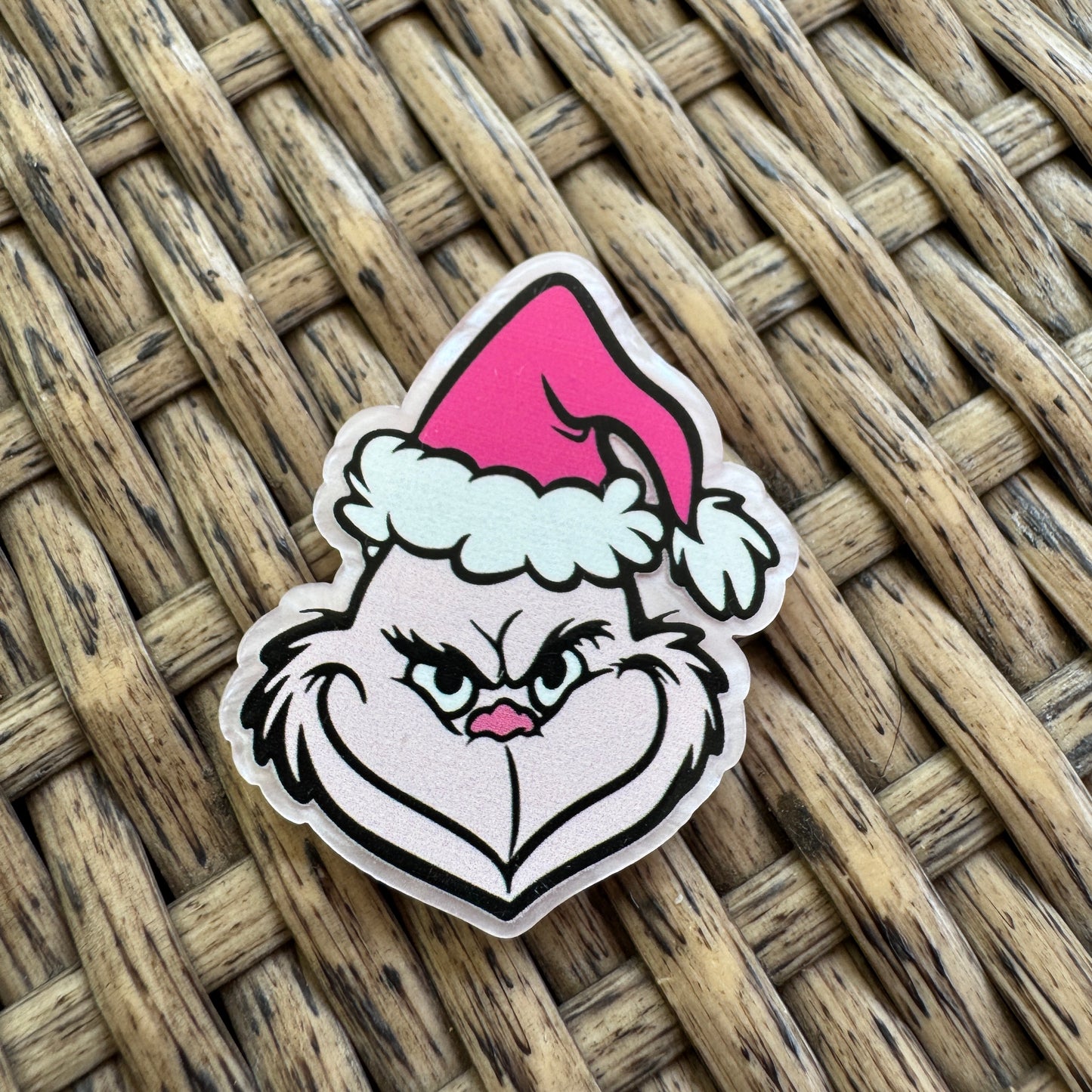 Pink  Grinch, Christmas, Flatback,  Planar, Cabochon, Single Pc