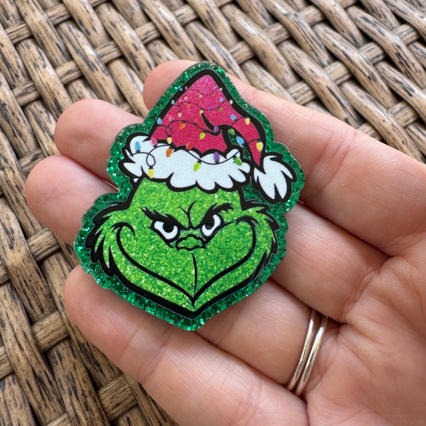 Pink Grinch Hat with Lights, Christmas, Flatback,  Planar, Cabochon, Single Pc