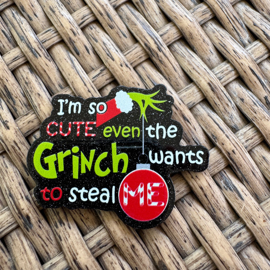 Im So Cute Grinch, Christmas, Flatback,  Planar, Cabochon, Single Pc