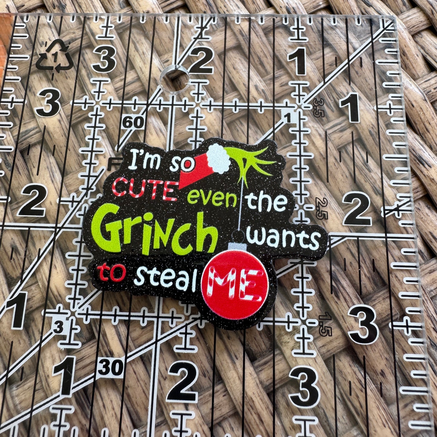 Im So Cute Grinch, Christmas, Flatback,  Planar, Cabochon, Single Pc