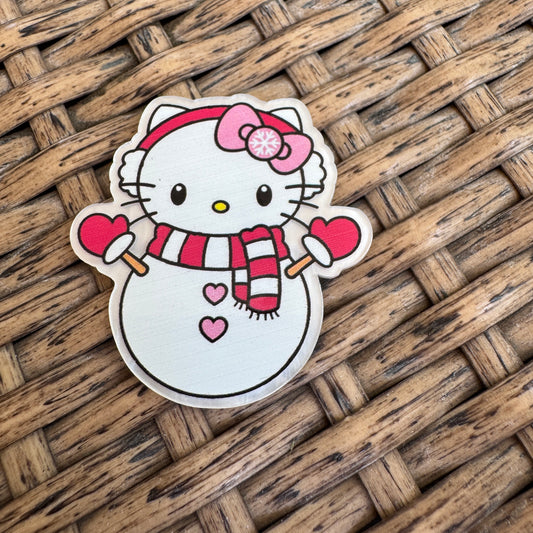 Hello Kitty Snowman,  Christmas, Flatback,  Planar, Cabochon, Single Pc