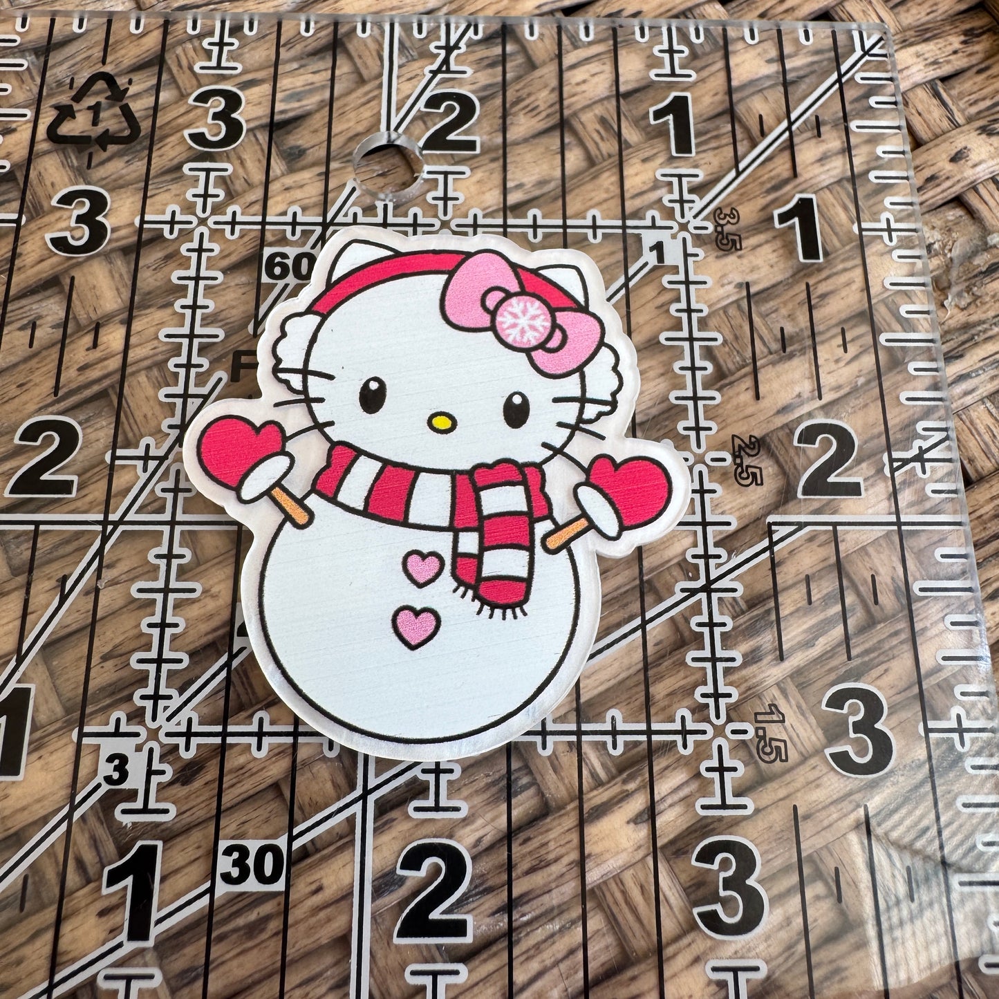 Hello Kitty Snowman,  Christmas, Flatback,  Planar, Cabochon, Single Pc