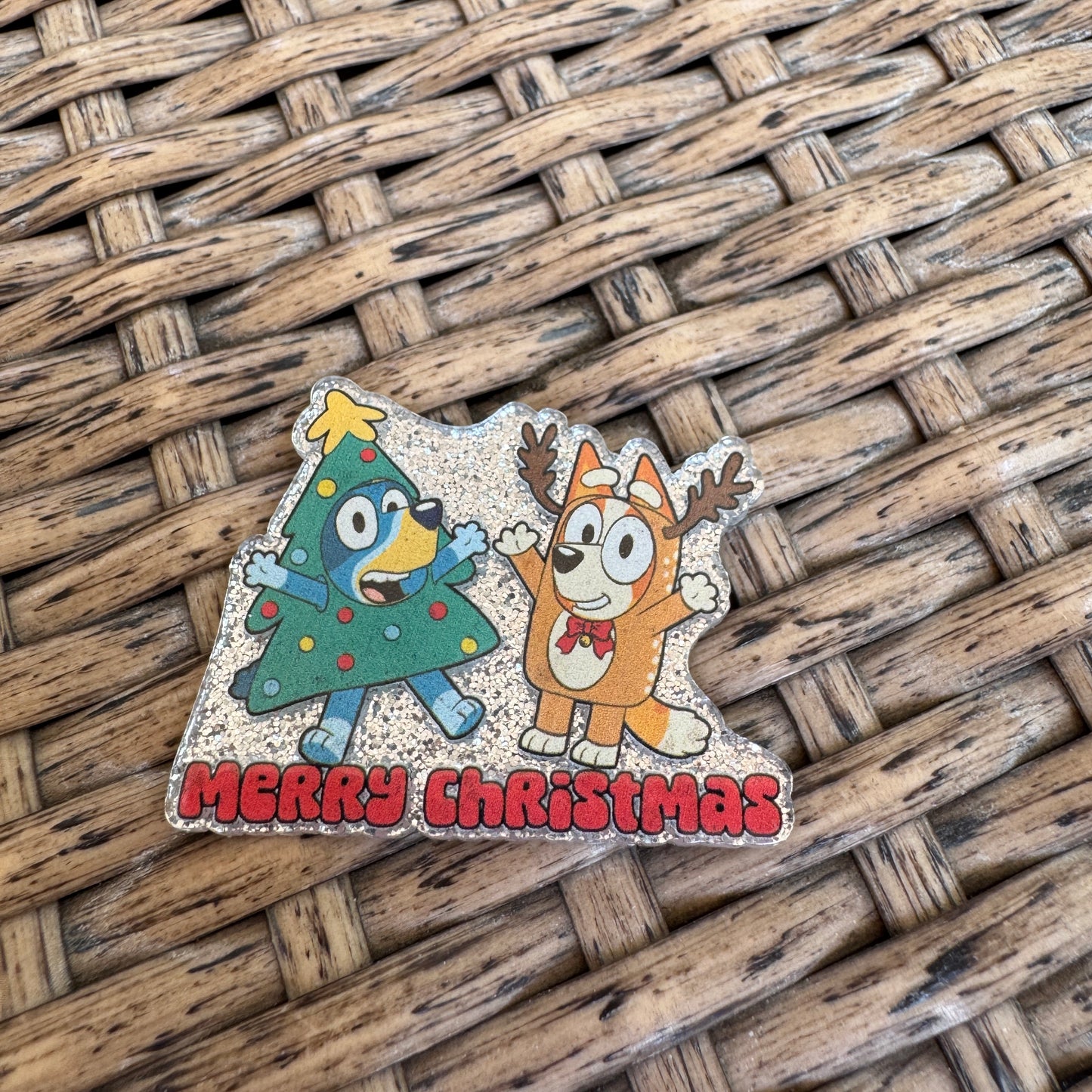 Merry Christmas Bluey,  Christmas, Flatback,  Planar, Cabochon, Single Pc