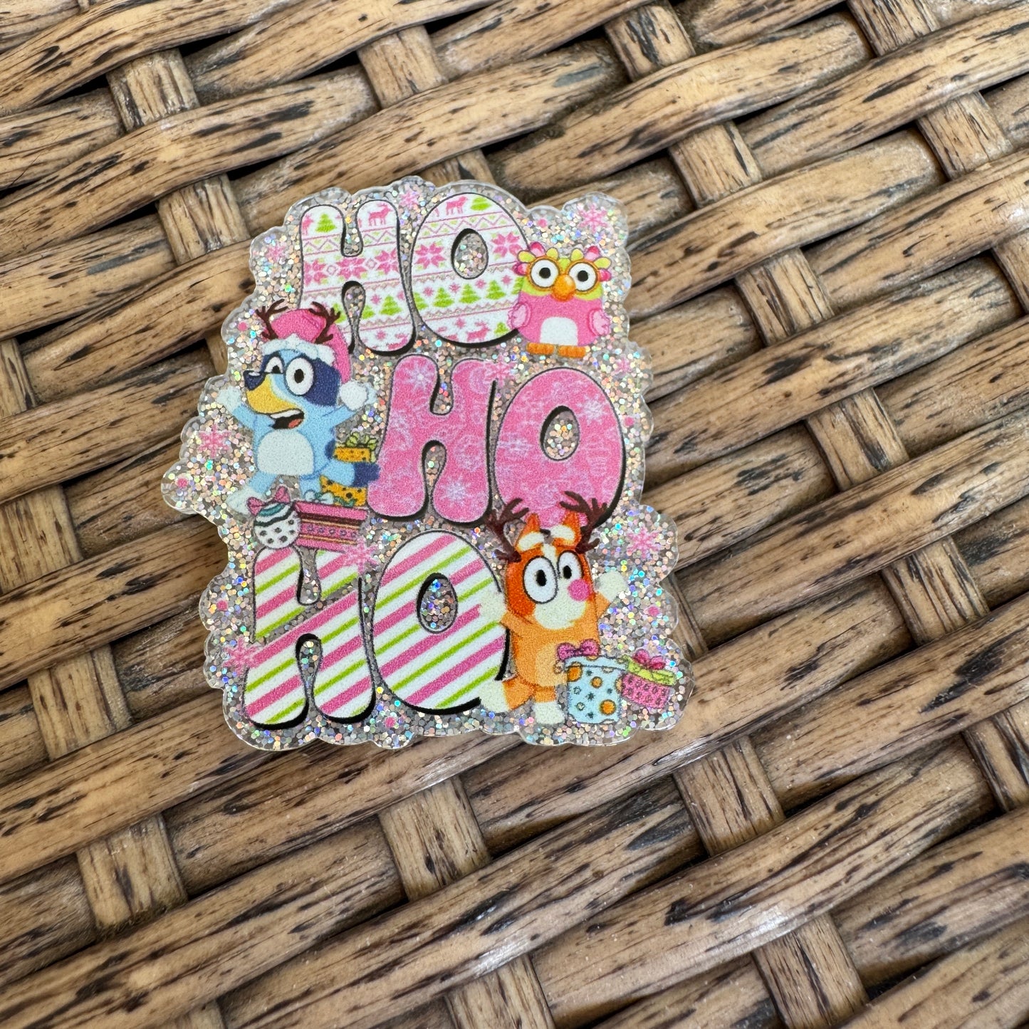 Ho Ho HO Bluey, Christmas, Flatback,  Planar, Cabochon, Single Pc