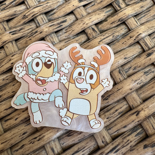 Winter Bluey, Christmas, Flatback,  Planar, Cabochon, Single Pc