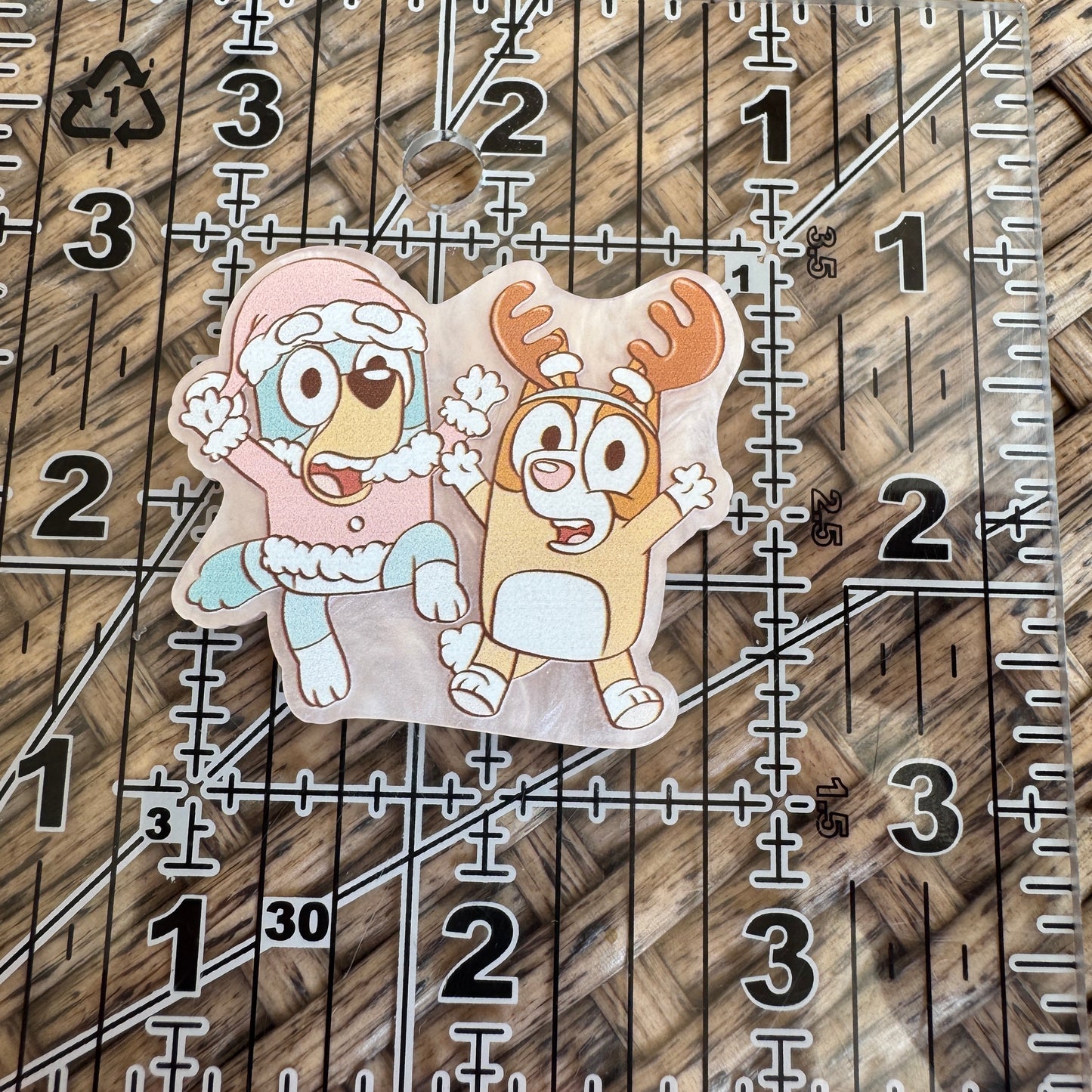 Winter Bluey, Christmas, Flatback,  Planar, Cabochon, Single Pc