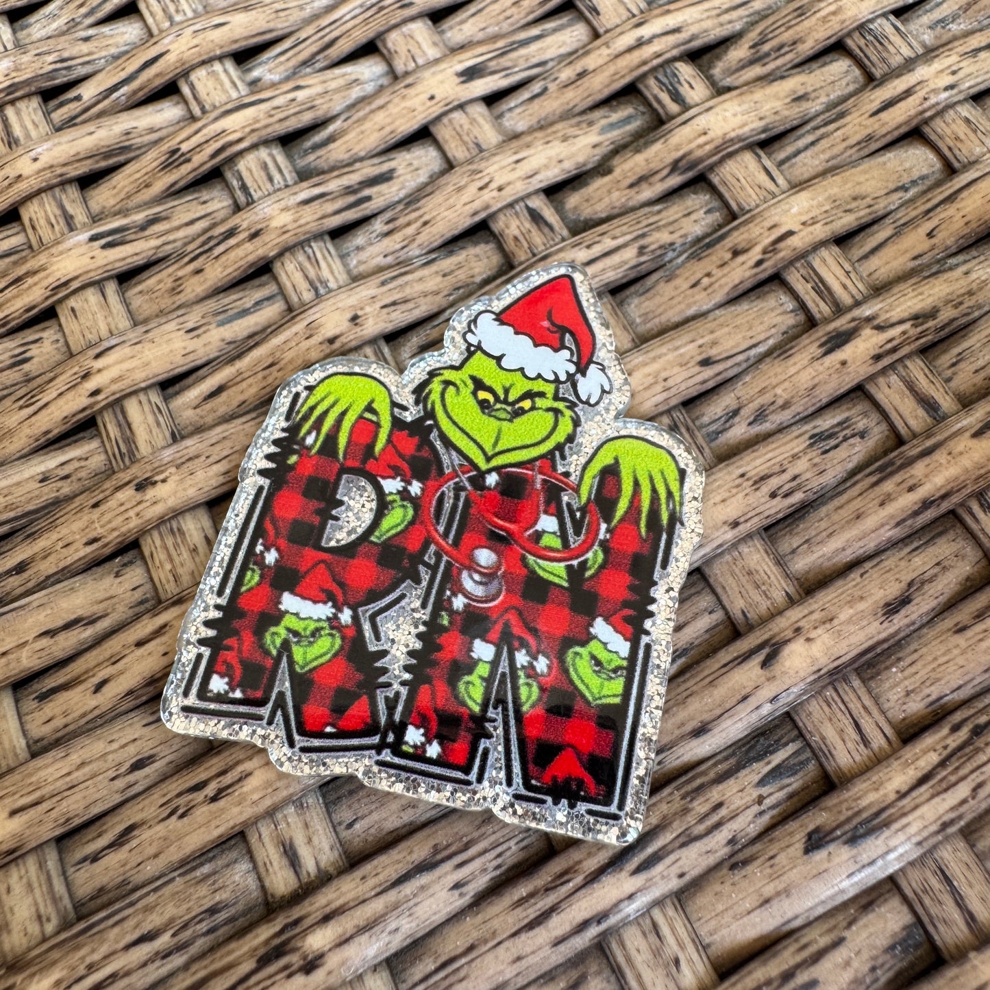 Grinch RN, Nurse, Christmas, Flatback,  Planar, Cabochon, Single Pc
