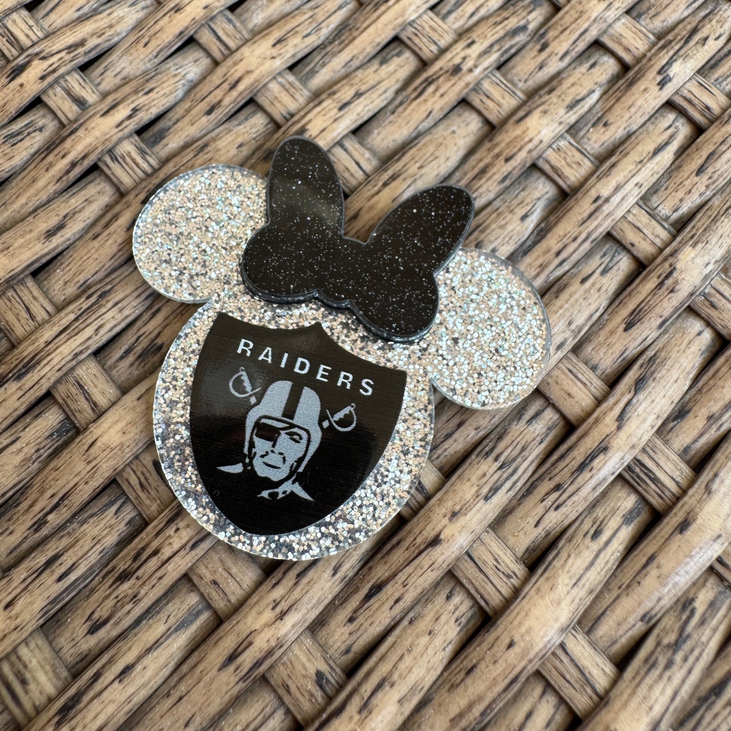 Football, Raiders Mickey Head, Flatback, Planar, Cabochon, Single Pc