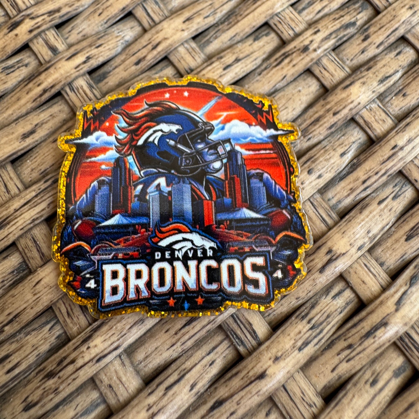 Football, Denver Broncos, Flatback, Planar, Cabochon, Single Pc
