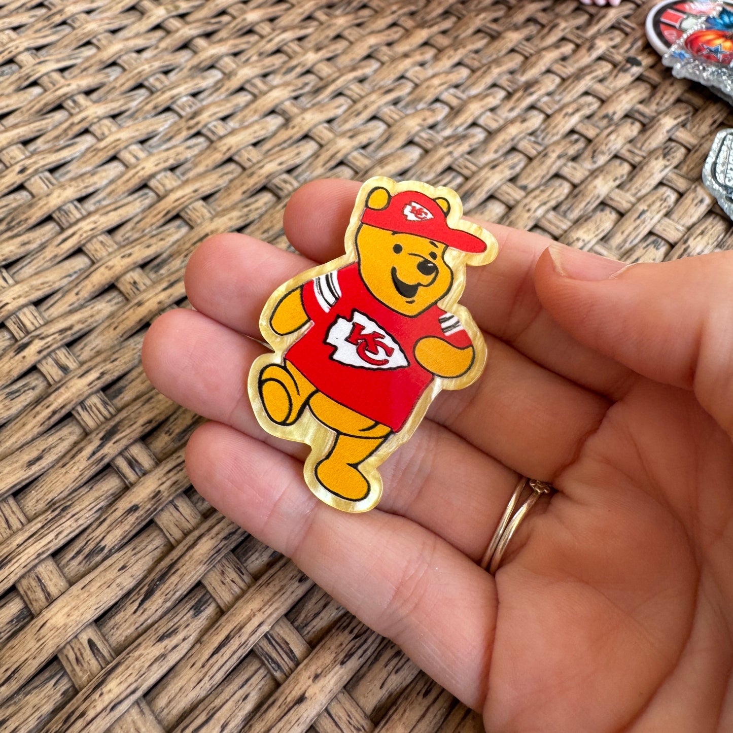 Football, Pooh Bear, KC Chiefs,  Medical, Flatback, Planar, Cabochon, Single Pc
