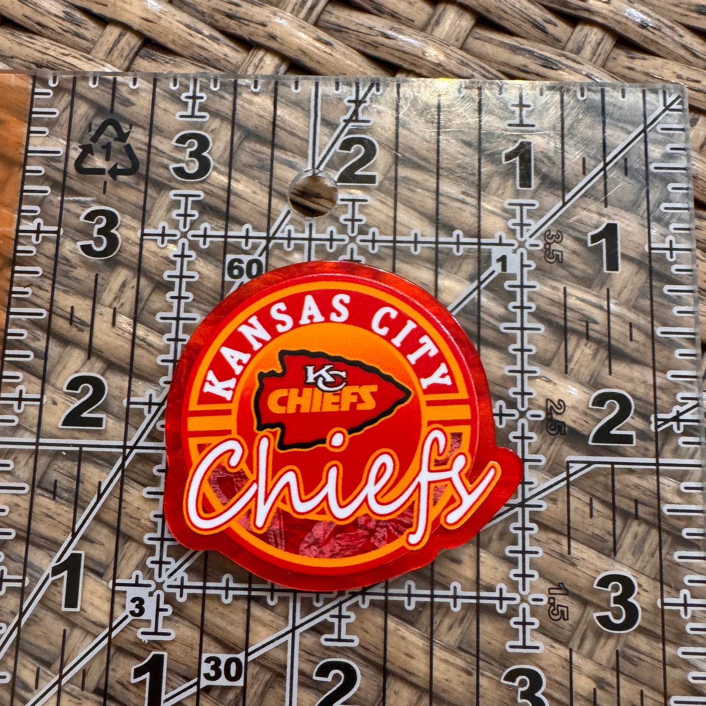 KC Chiefs No Glitter Acrylic Flatback,  Planar, Cabochon, Single Pc