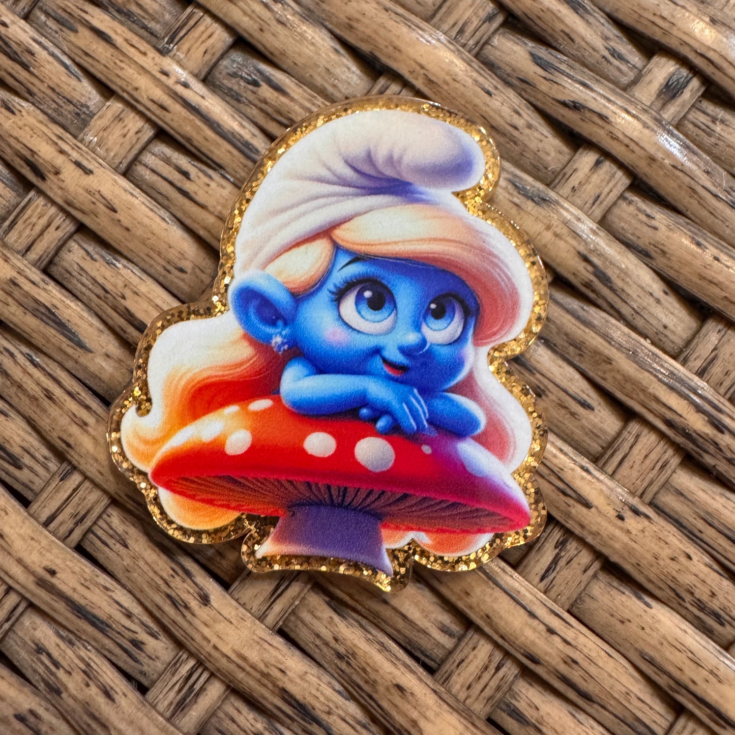 Girl Smurf Acrylic Flatback,  Planar, Cabochon, Single Pc