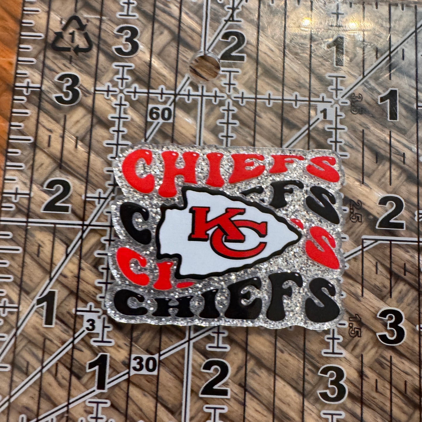 KC Chiefs Acrylic Flatback,  Planar, Cabochon, Single Pc