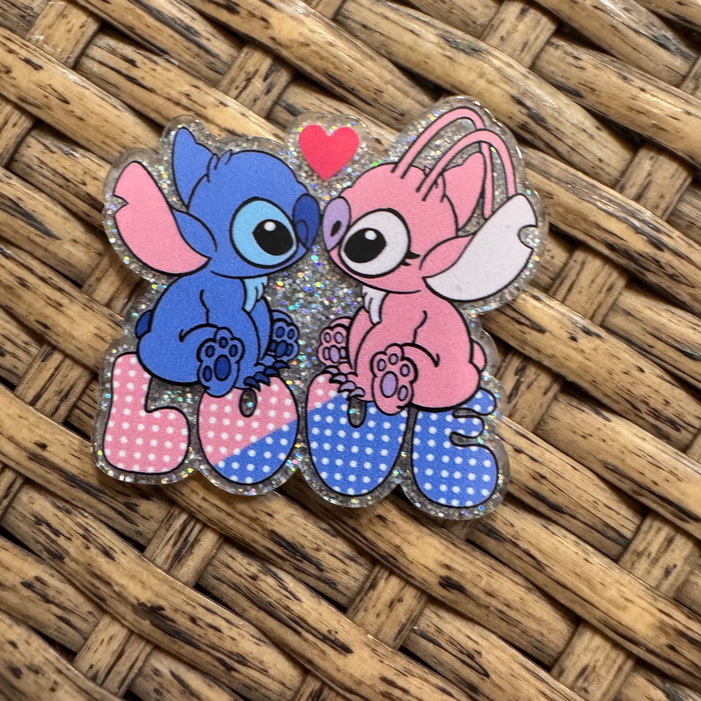 Stitch and Angel Flatback,  Planar, Cabochon, Single Pc