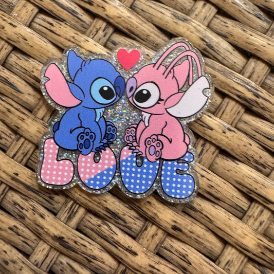 Stitch and Angel Flatback,  Planar, Cabochon, Single Pc