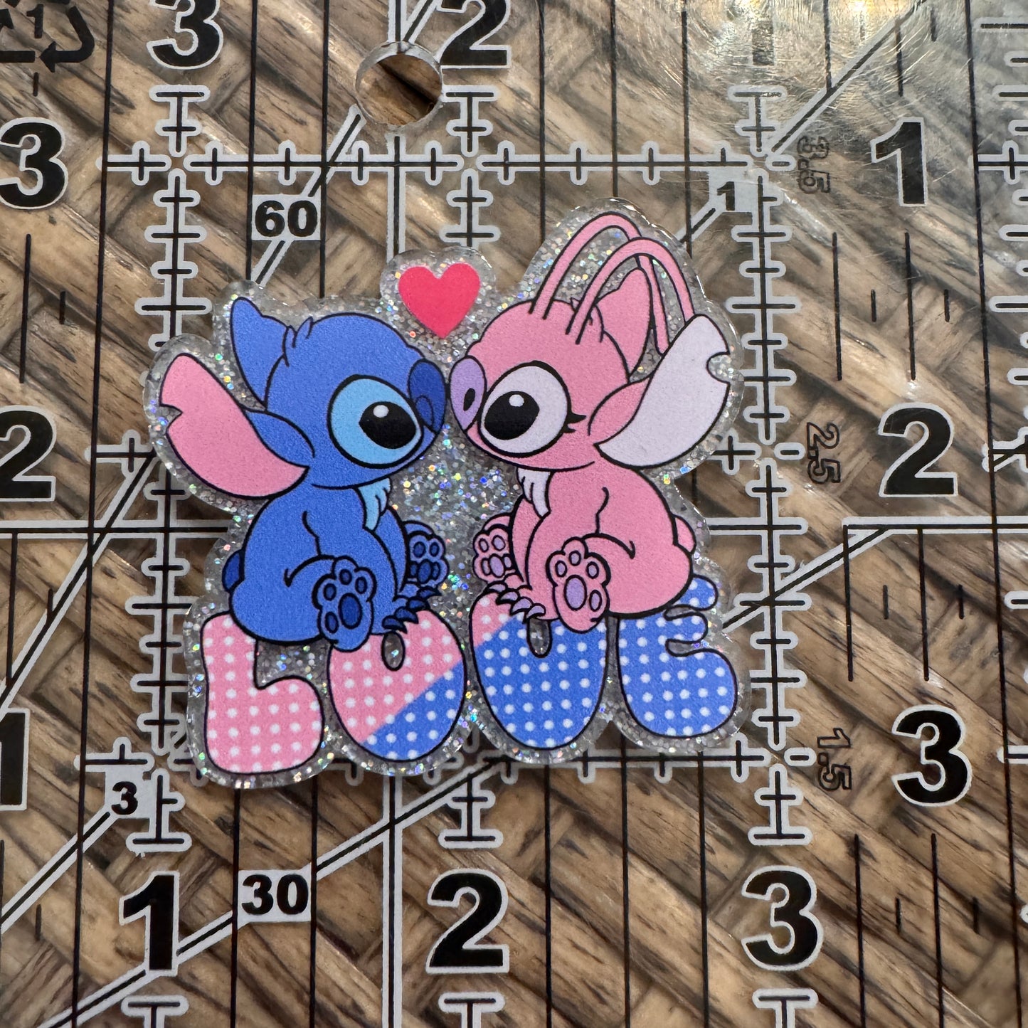 Stitch and Angel Flatback,  Planar, Cabochon, Single Pc