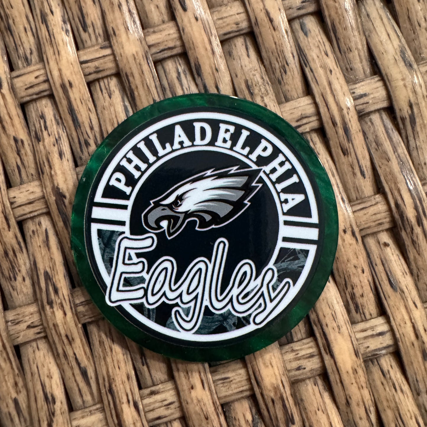 Philadelphia Eagles Football No Glitter Flatback,  Planar, Cabochon, Single Pc