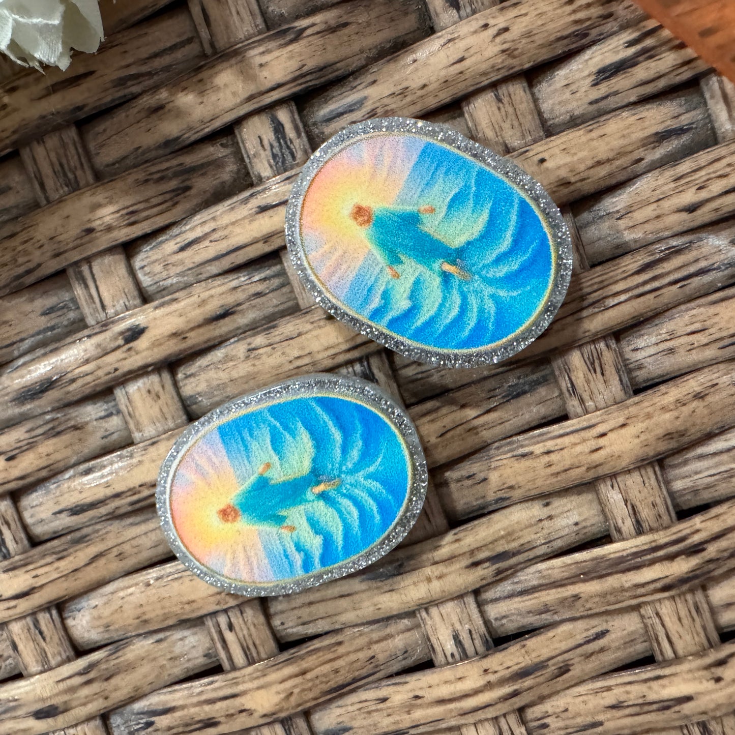 Small Acrylic Focal Bead Set of Two  – Double-Sided Image  for Beadable Pens, Badge Reels, Keychains, Jewelry, Junk Cases