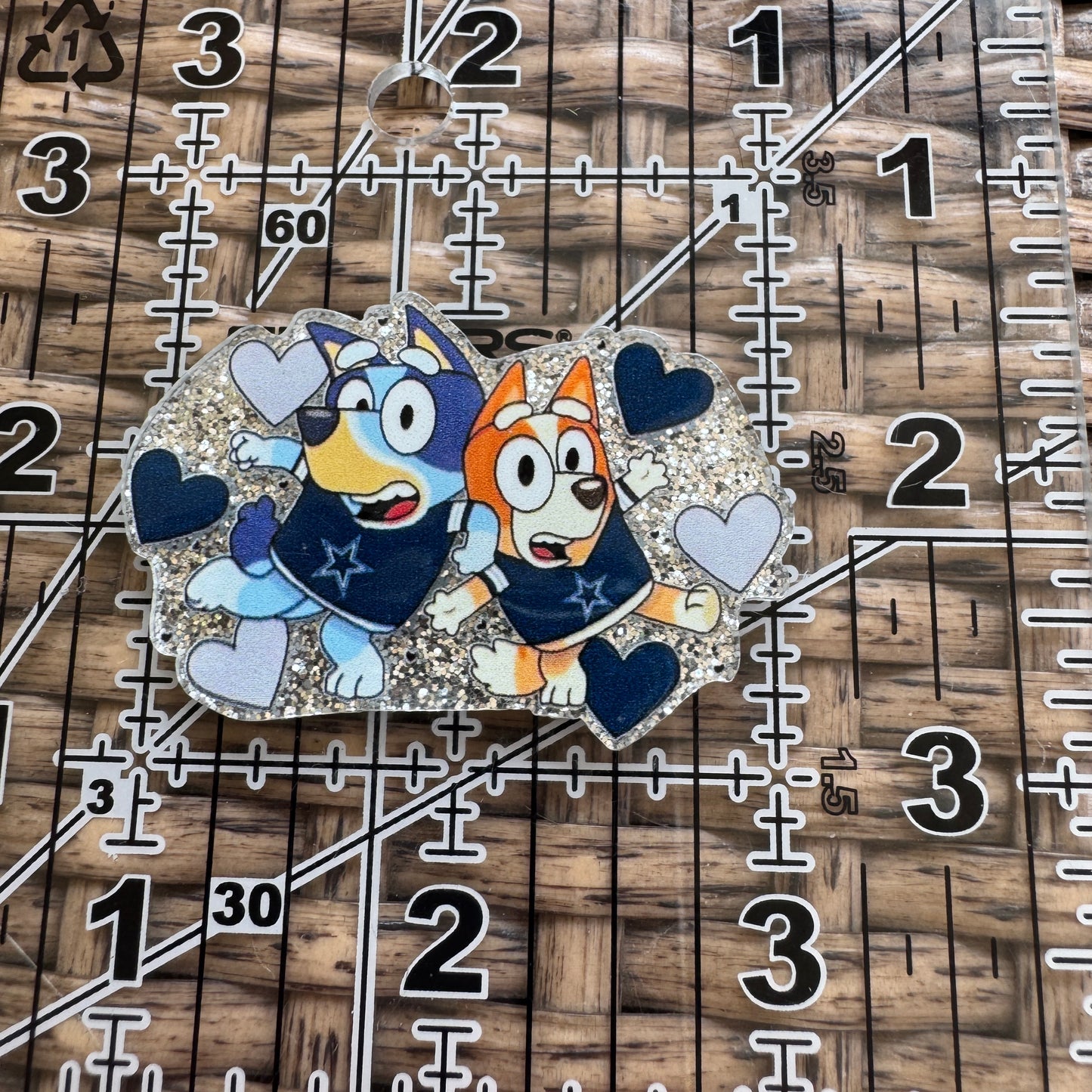 Acrylic Fatback, Planar, Cabochon, Craft Supply - Football Bluey Dallas Cowboys