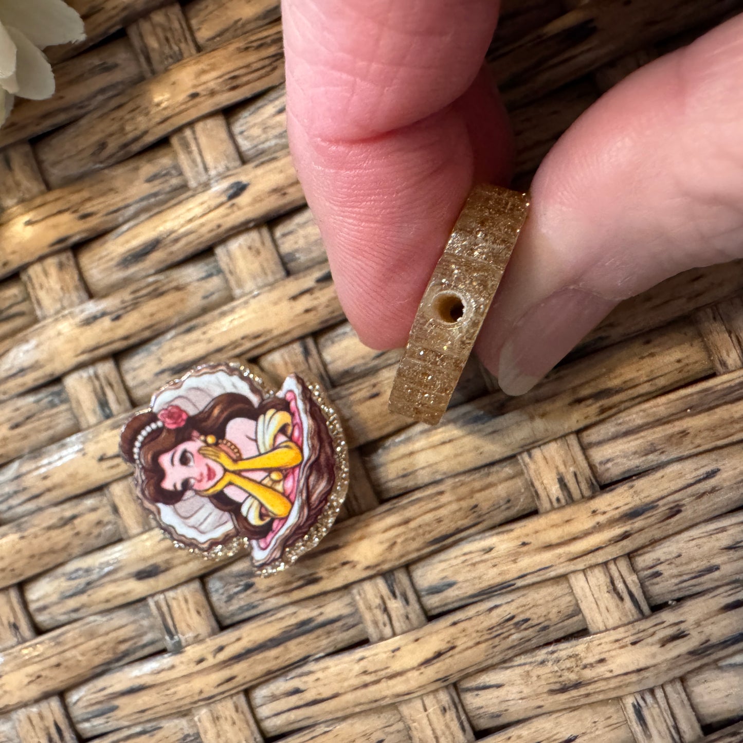 Small Acrylic Focal Bead Set of Two  – Double-Sided Image  for Beadable Pens, Badge Reels, Keychains, Jewelry, Junk Cases