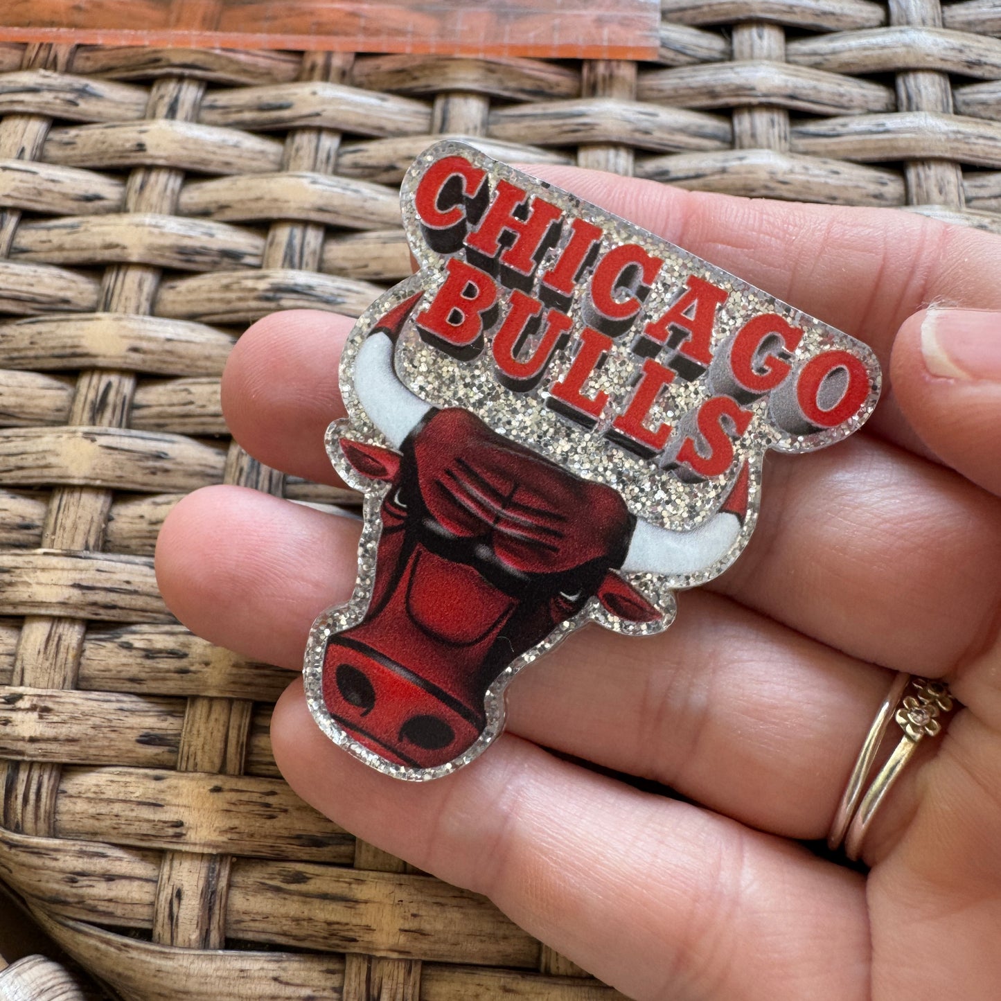 Acrylic Fatback, Planar, Cabochon, Craft Supply - Chicago Bulls Basketball