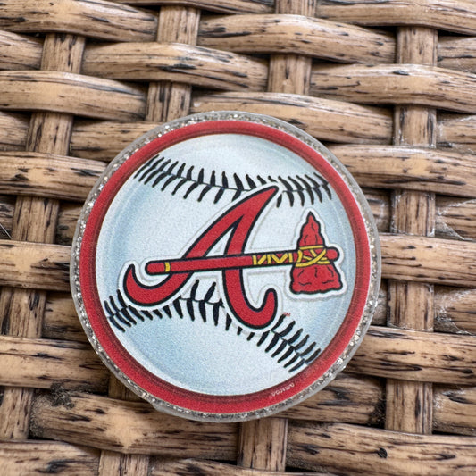 Acrylic Fatback, Planar, Cabochon, Craft Supply - Atlanta Braves Baseball Team