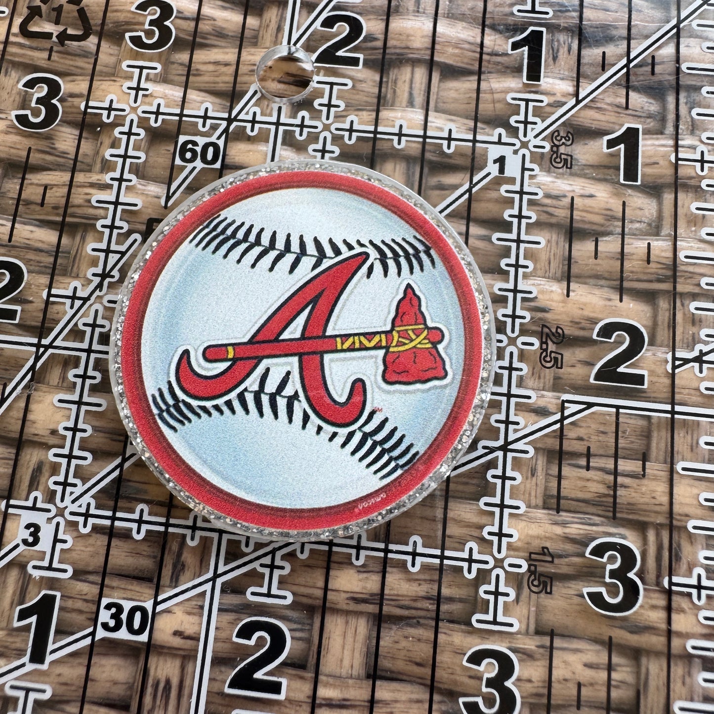 Acrylic Fatback, Planar, Cabochon, Craft Supply - Atlanta Braves Baseball Team