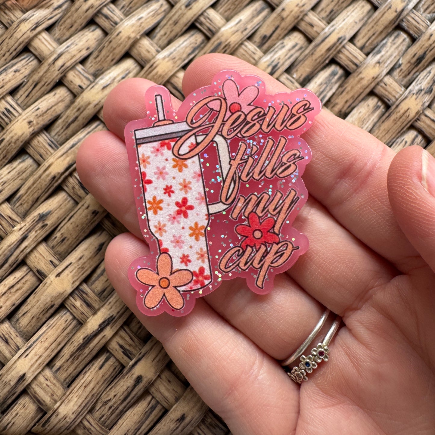 Acrylic Fatback, Planar, Cabochon, Craft Supply - Chrsitian, Jesus Fills My Cup