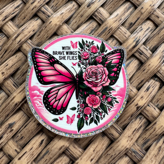 Acrylic Fatback, Planar, Cabochon, Craft Supply - With Brave Wings She Flies