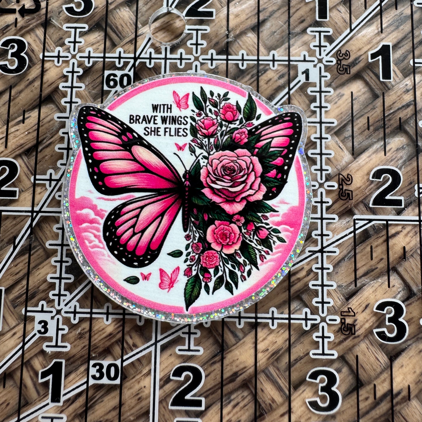 Acrylic Fatback, Planar, Cabochon, Craft Supply - With Brave Wings She Flies