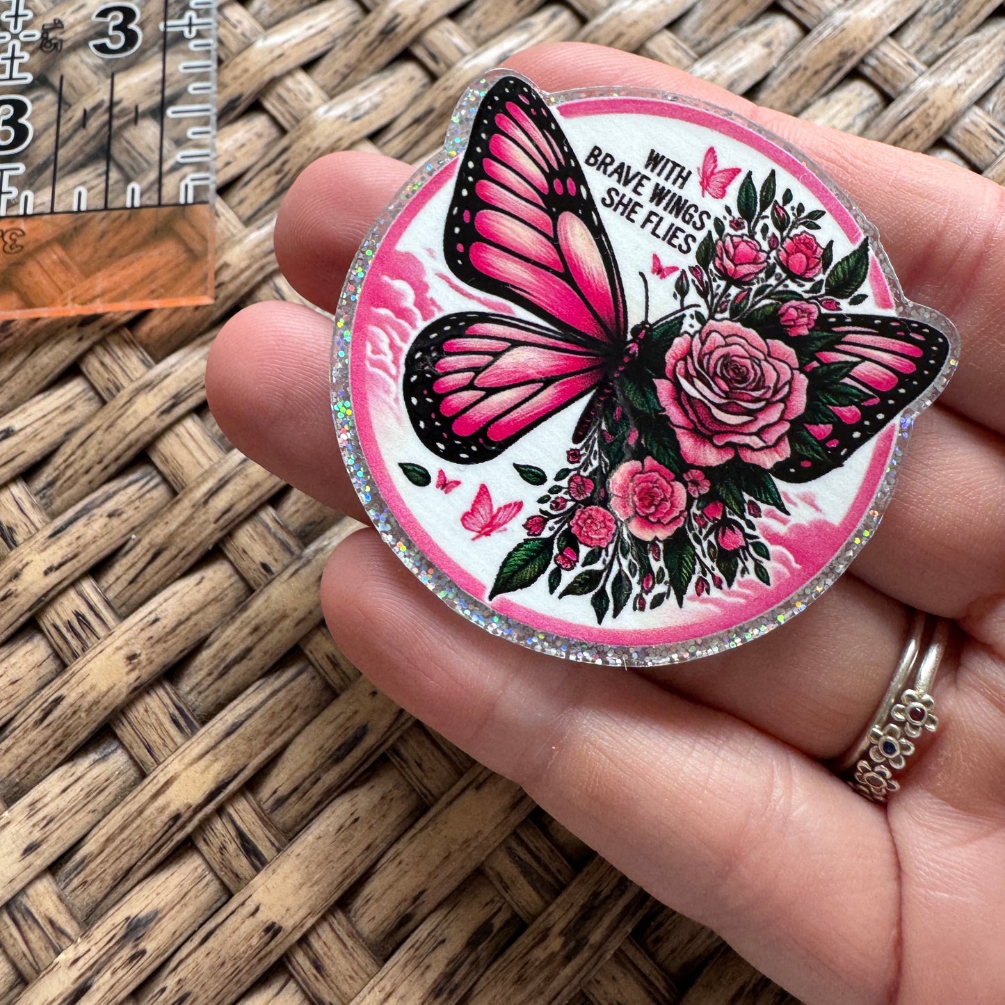 Acrylic Fatback, Planar, Cabochon, Craft Supply - With Brave Wings She Flies