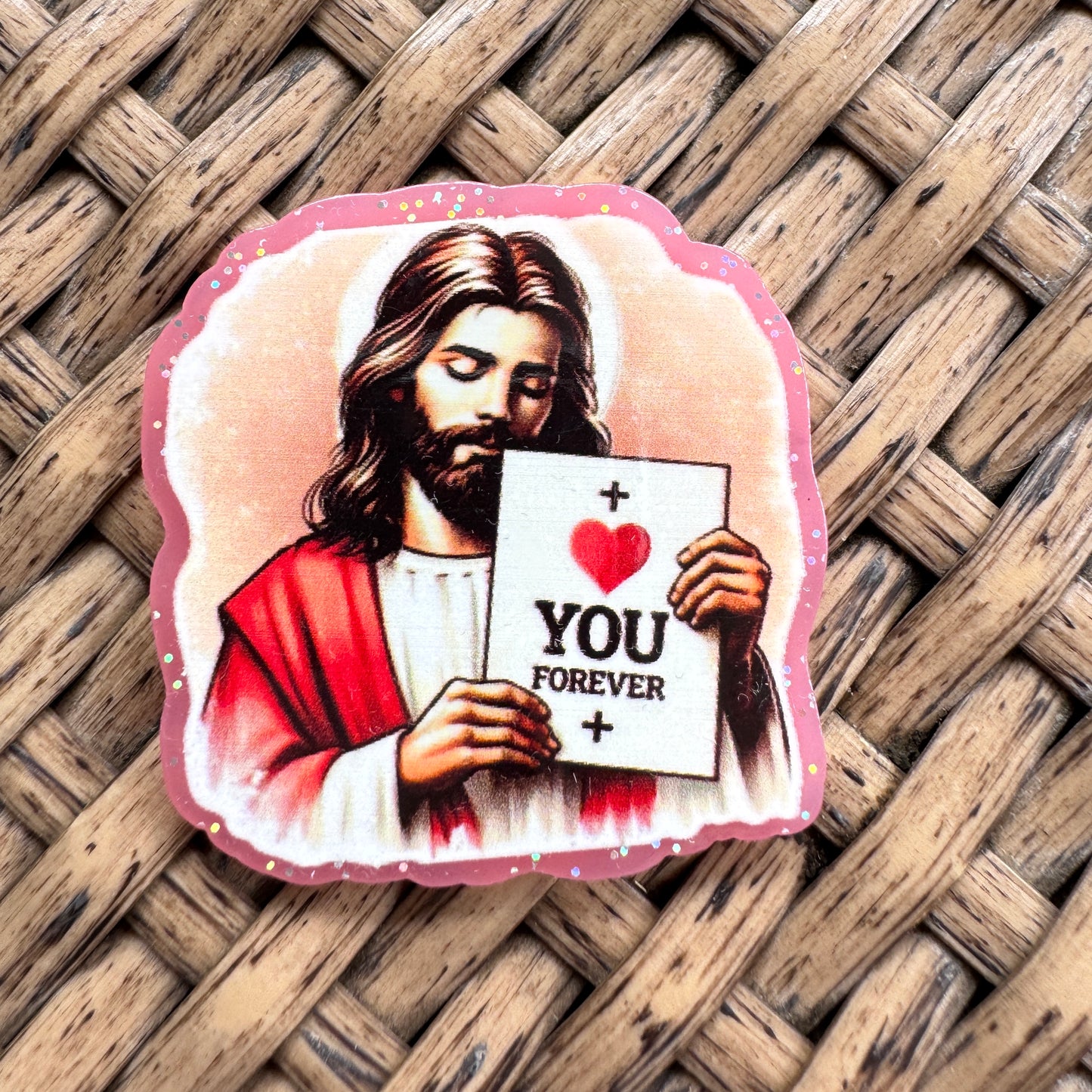 Acrylic Fatback, Planar, Cabochon, Craft Supply - Jesus Loves you forever