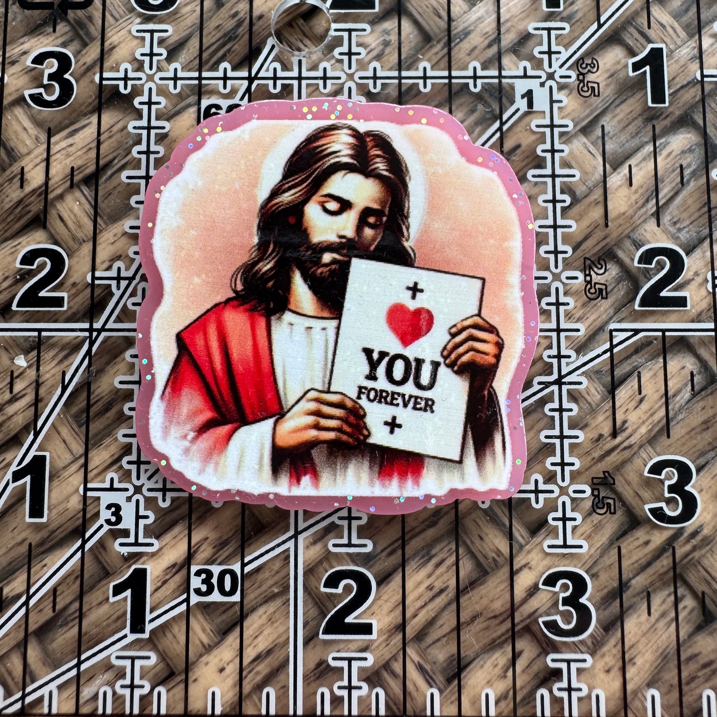 Acrylic Fatback, Planar, Cabochon, Craft Supply - Jesus Loves you forever