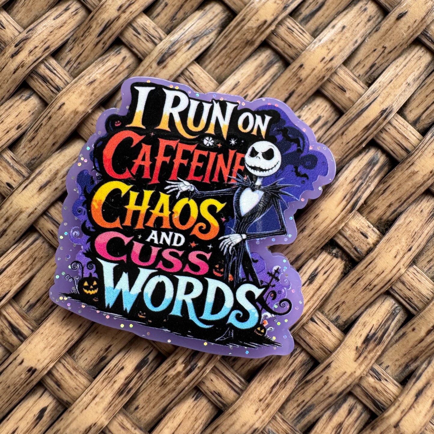 Acrylic Fatback, Planar, Cabochon, Craft Supply -Humor, I run off Coffee and Cuss Words