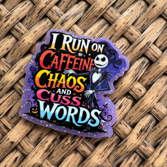 Acrylic Fatback, Planar, Cabochon, Craft Supply -Humor, I run off Coffee and Cuss Words