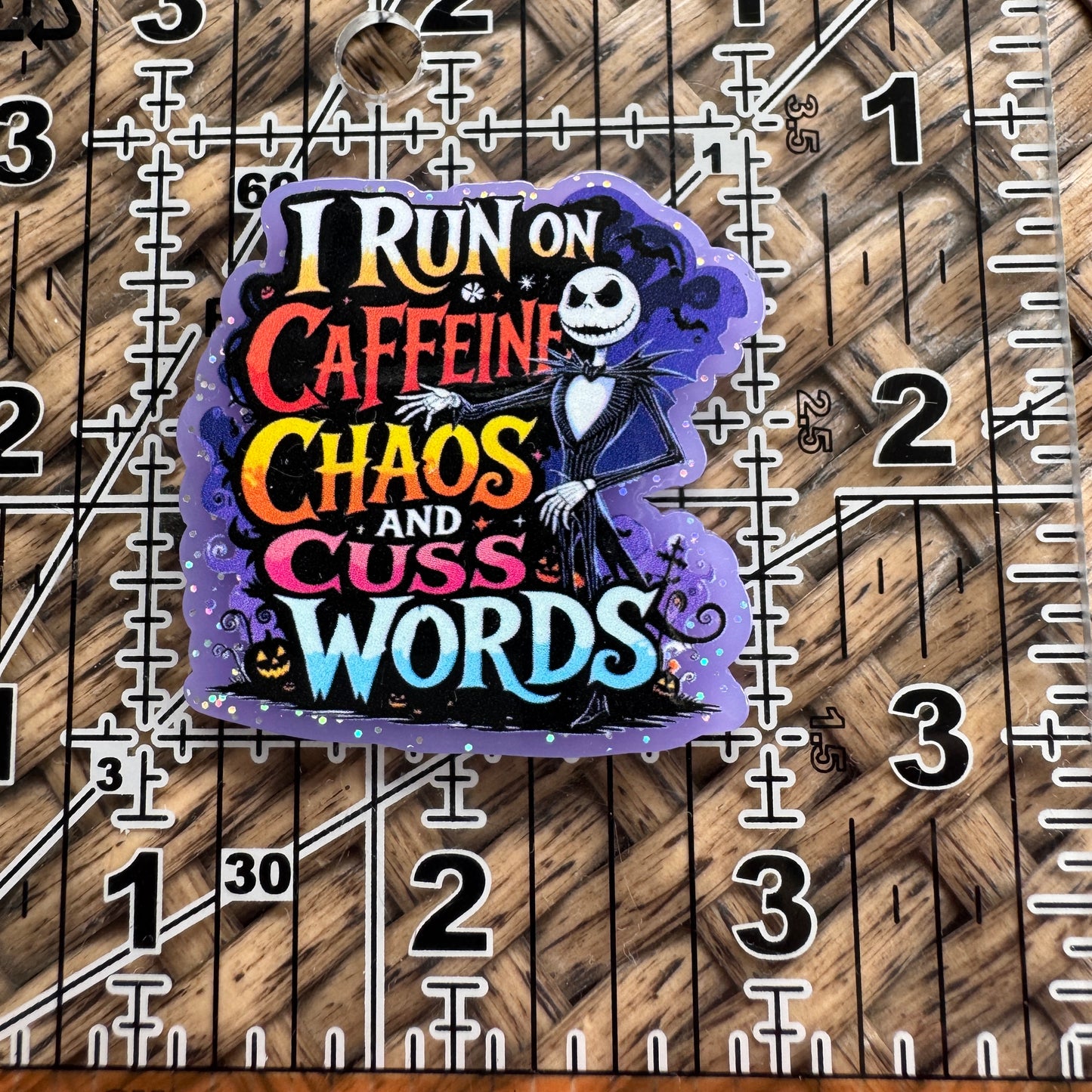 Acrylic Fatback, Planar, Cabochon, Craft Supply -Humor, I run off Coffee and Cuss Words