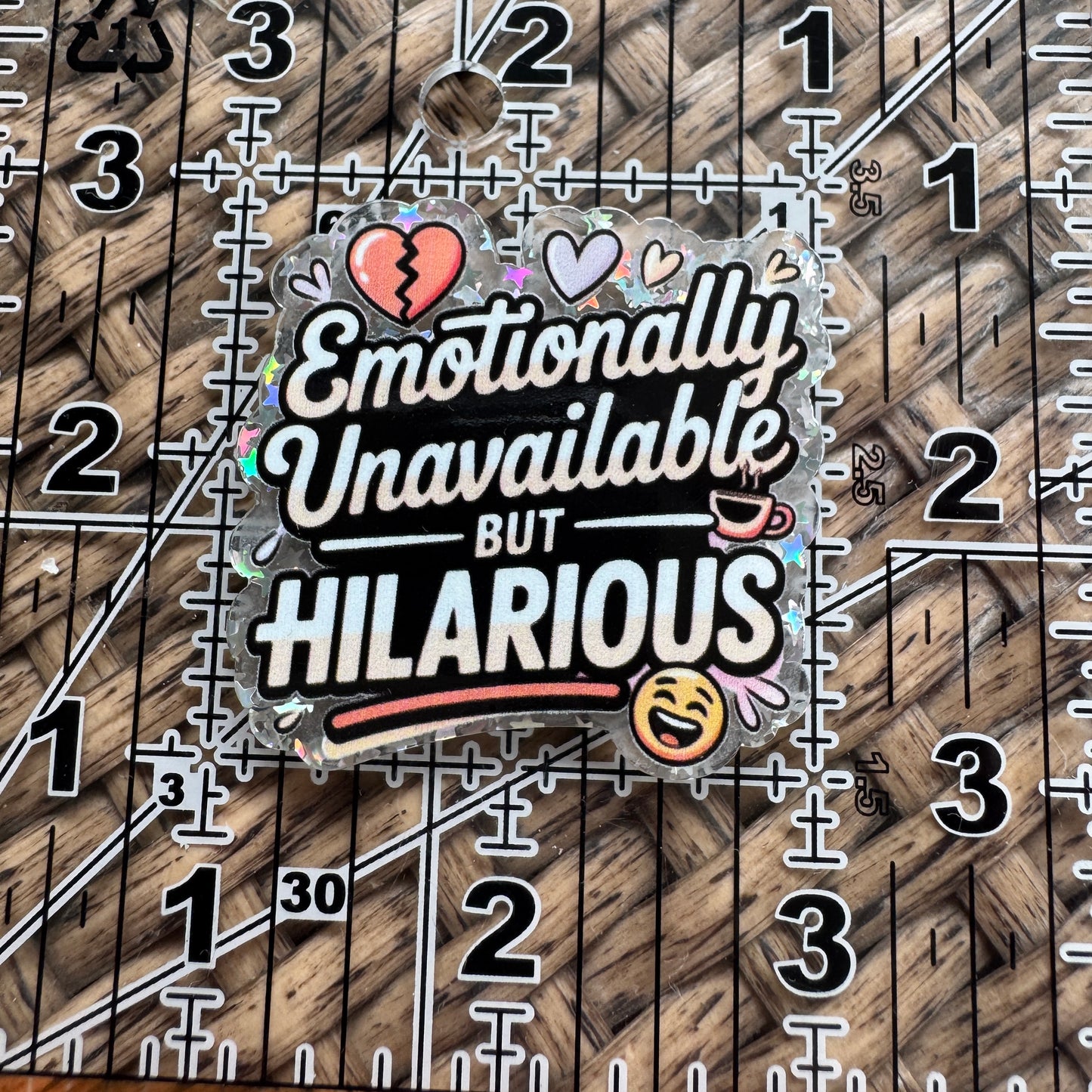 Acrylic Fatback, Planar, Cabochon, Craft Supply -Humor, Emotionally Unavailable