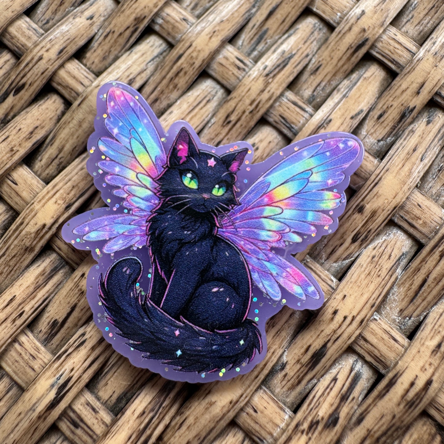 Acrylic Fatback, Planar, Cabochon, Craft Supply -Humor, Butterfly Black Cat